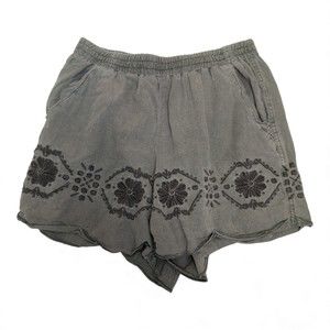 Mermiad Green‎ High-Waist Embroidered Women's Shorts S
